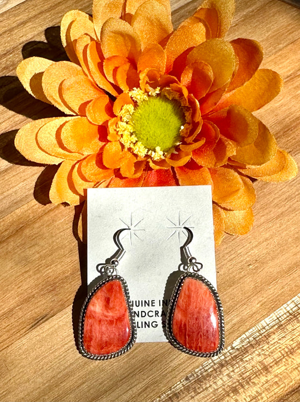 Red Spiny Dangle Earrings