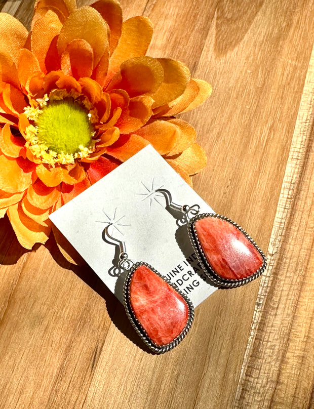 Red Spiny Dangle Earrings