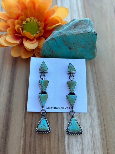Kingman Turquoise 4 Stone Dangle Earrings