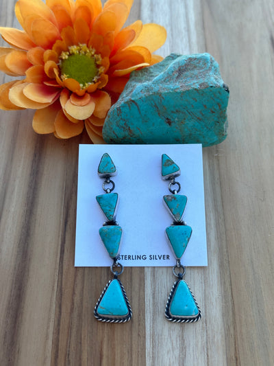 Kingman Turquoise 4 Stone Dangle Earrings