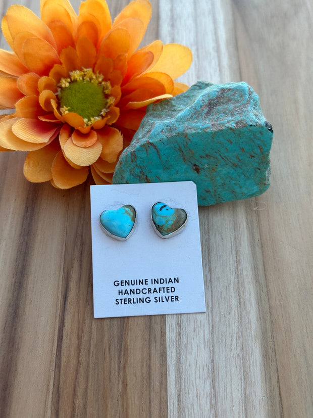 Kingman Turquoise Heart Earrings
