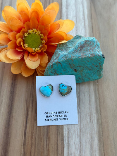 Kingman Turquoise Heart Earrings