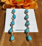 Kingman Turquoise 5 Stone Tear Drop Earrings