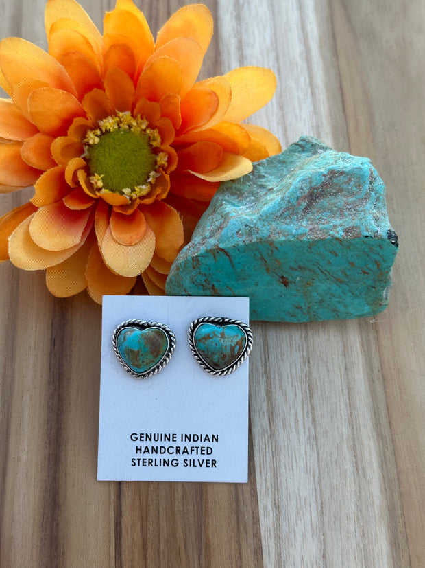Kingman Turquoise Heart Earrings