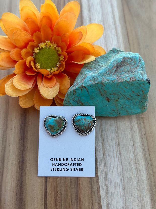 Kingman Turquoise Heart Earrings