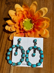 Kingman Turquoise Hoop Dangle Earrings