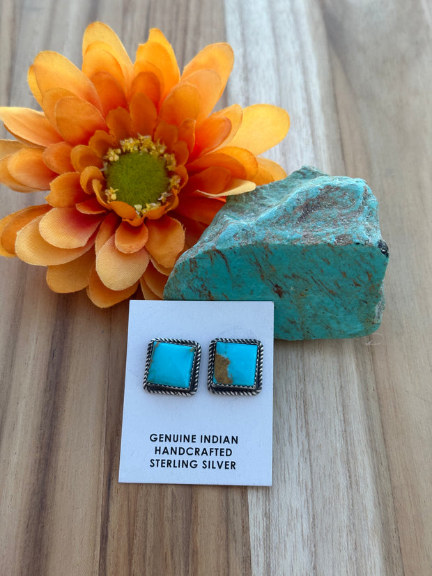 Kingman Turquoise Square Earrings