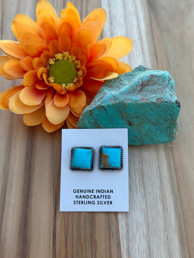 Kingman Turquoise Square Earrings