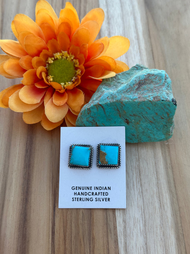 Kingman Turquoise Square Earrings