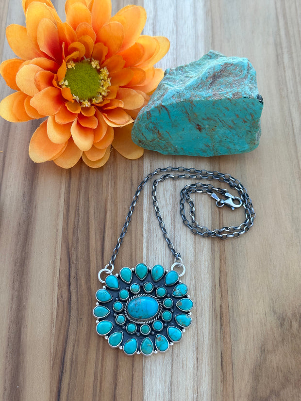 17" Turquoise Cluster Pendent