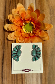 Kingman Turquoise Half Cluster Earrings