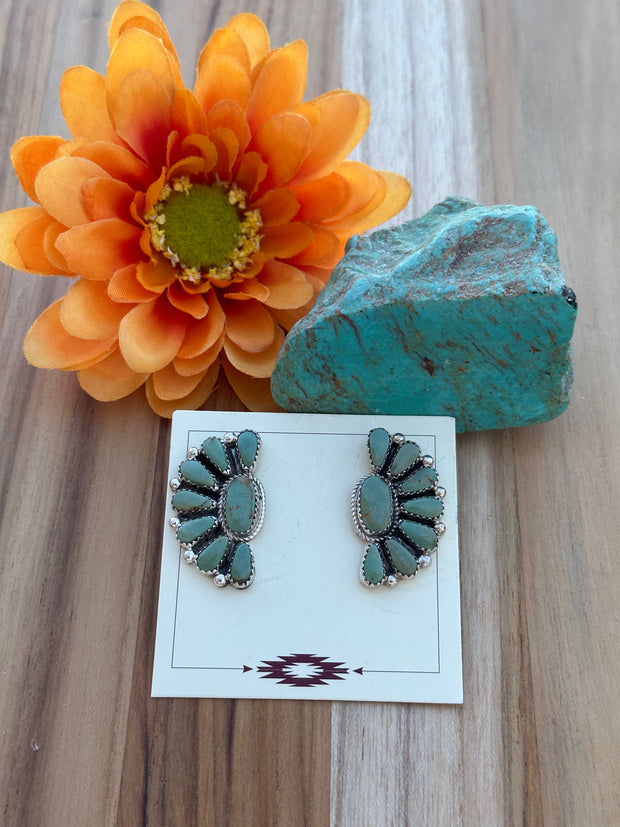 Kingman Turquoise Half Cluster Earrings