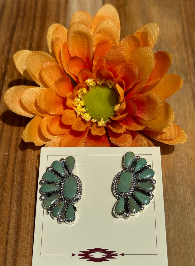 Kingman Turquoise Half Cluster Earrings