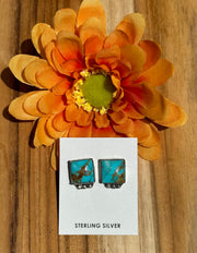Kingman Turquoise Square Stud Earrings