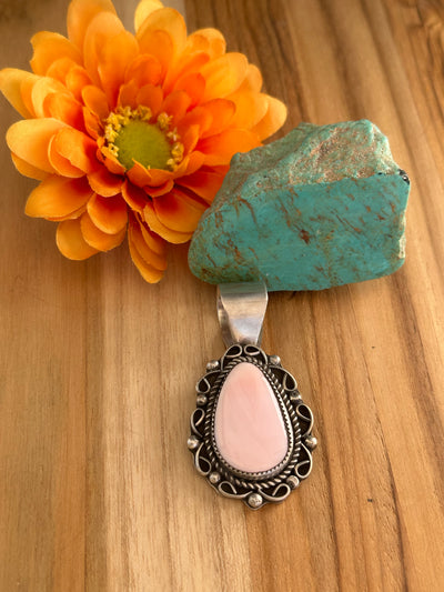 Pink Conch Teardrop Pendant