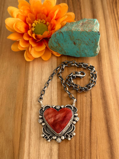 Red Spiny Heart Necklace