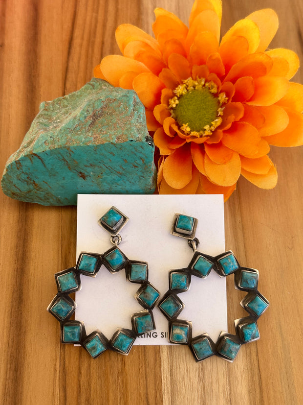 Kingman Turquoise Hoop Earrings