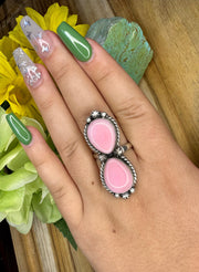 Pink Conch 2 stone ring