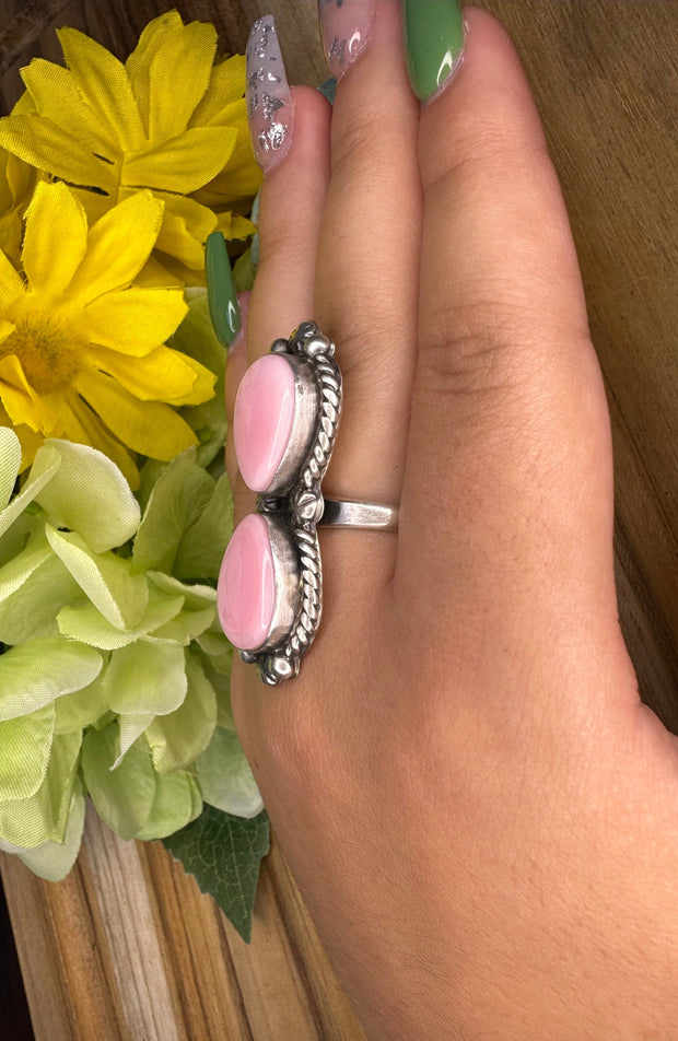 Pink Conch 2 stone ring