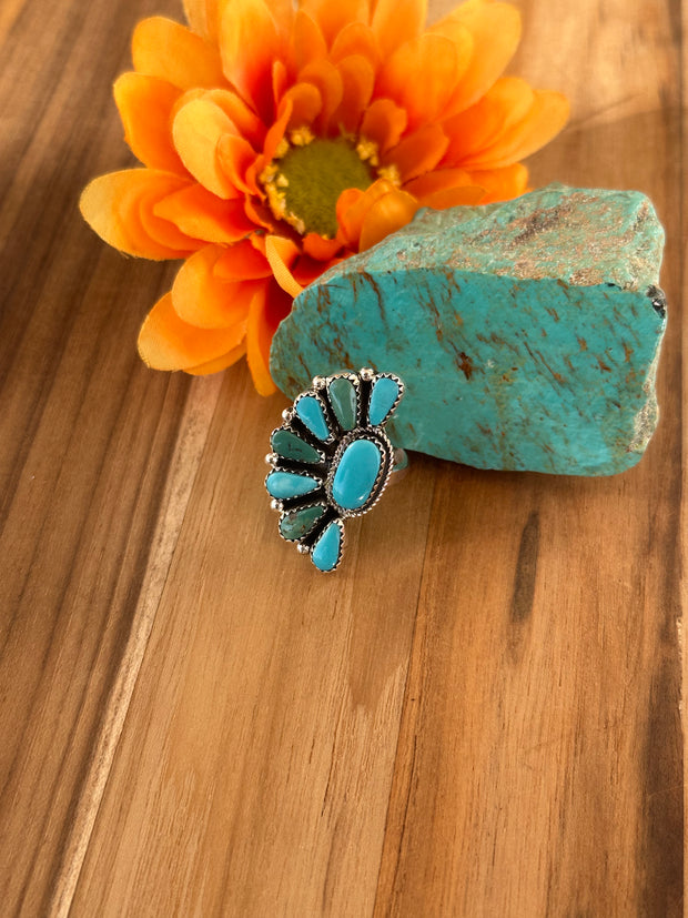Kingman Turquoise Half Cluster Ring