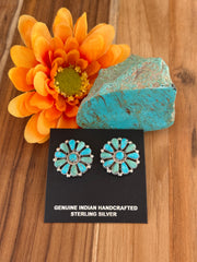 Kingman Turquoise Cluster Stud Earrings