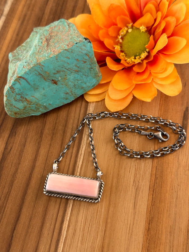 Pink Conch Bar Necklace