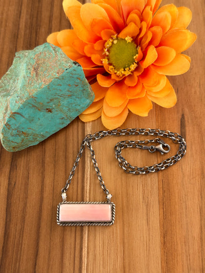 Pink Conch Bar Necklace