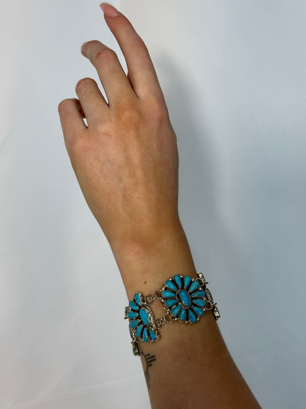 Kingman Turquoise Cluster Bracelet