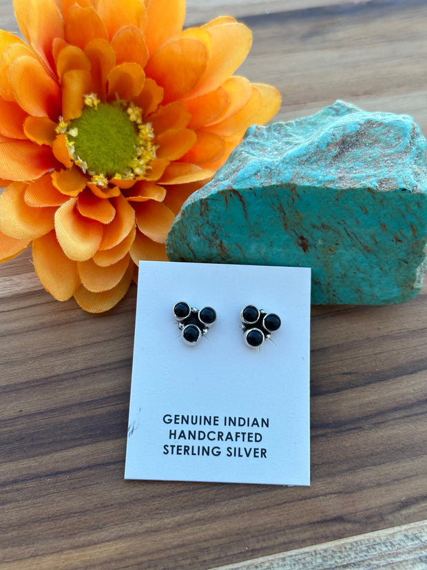 Black Onyx 3 Stone Earring