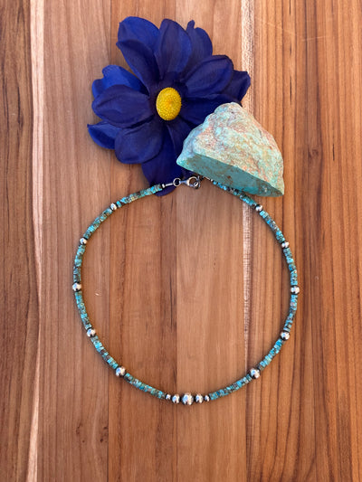 16" Navajo Style Beads and Turquoise Necklace