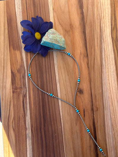 18" Navajo Style Pearl and Turquoise Tassel