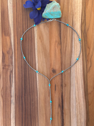 24" Navajo Style Pearl and Turquoise Tassel