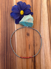 4MM Navajo Style and Red Spiny Pearl Necklace