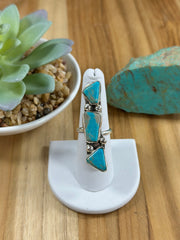 3 Stone Kingman Turquoise Adjustable Rings