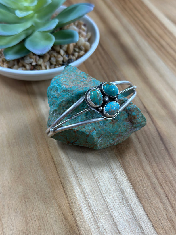 3 Stone Kingman Turquoise Bracelet