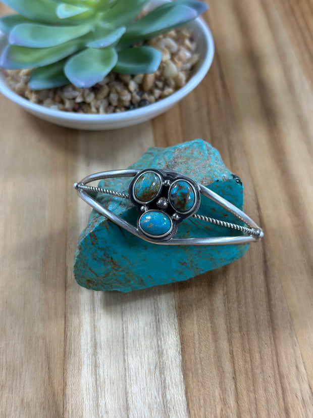 3 Stone Kingman Turquoise Bracelet