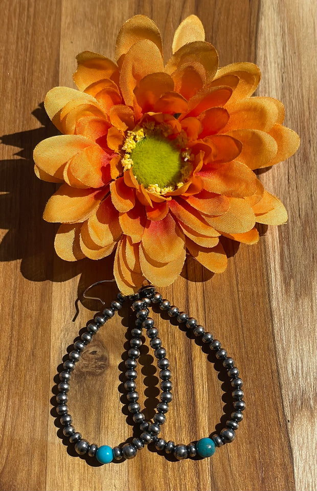 Turquoise and Navajo Style Bead Earrings