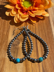 Turquoise and Navajo Style Bead Earrings