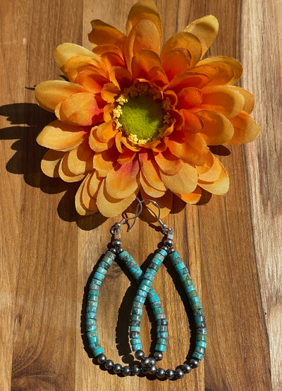 Navajo Style Beads and Turquoise Earrings
