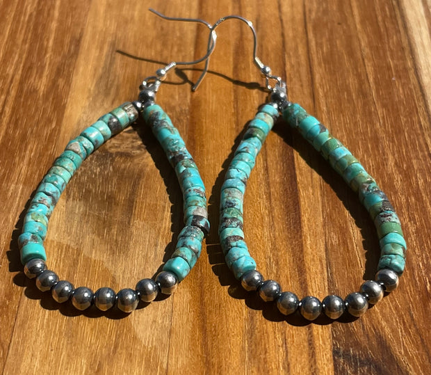 Navajo Style Beads and Turquoise Earrings