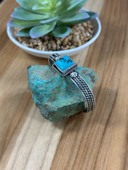 Single Square Stone Kingman Turquoise Cuff