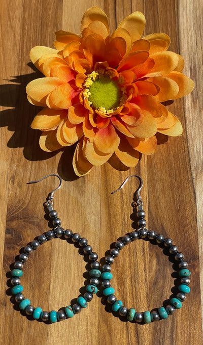 Navajo Style Beads and Turquoise Earrings