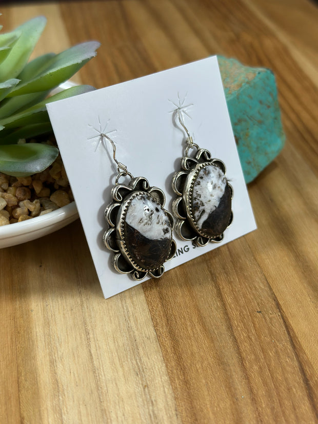 White Buffalo Dangle Earrings
