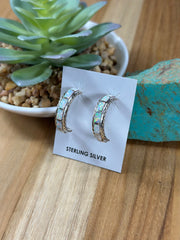 Opal Inlay Hoop Earrings