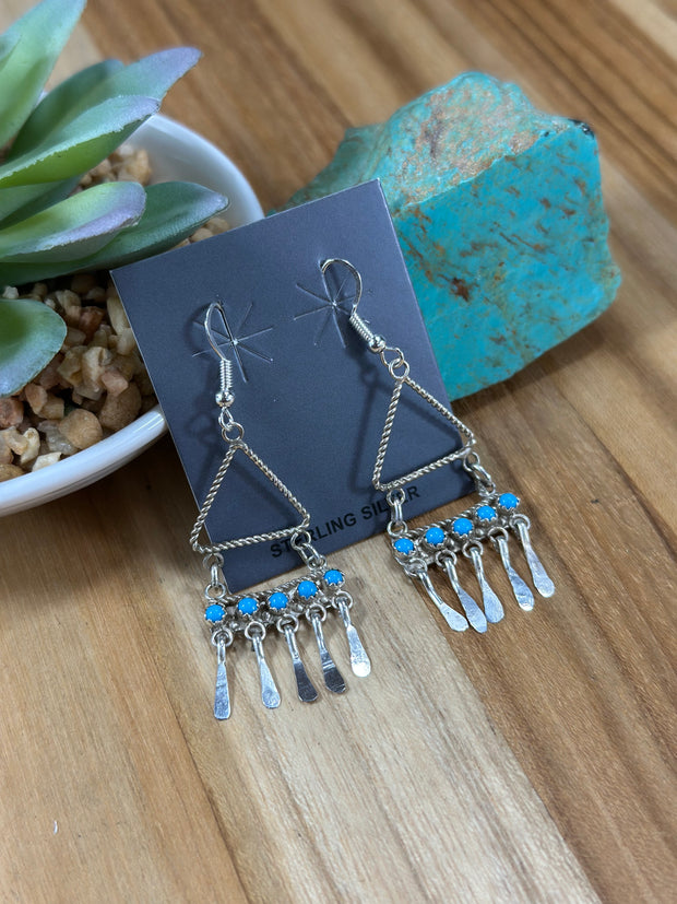 Kingman Turquoise Triangle Dangle Earrings