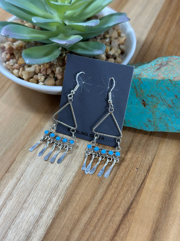 Kingman Turquoise Triangle Dangle Earrings