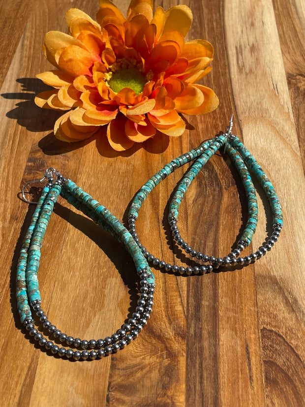 Navajo Style Beads and Heshi Dangle Earrings