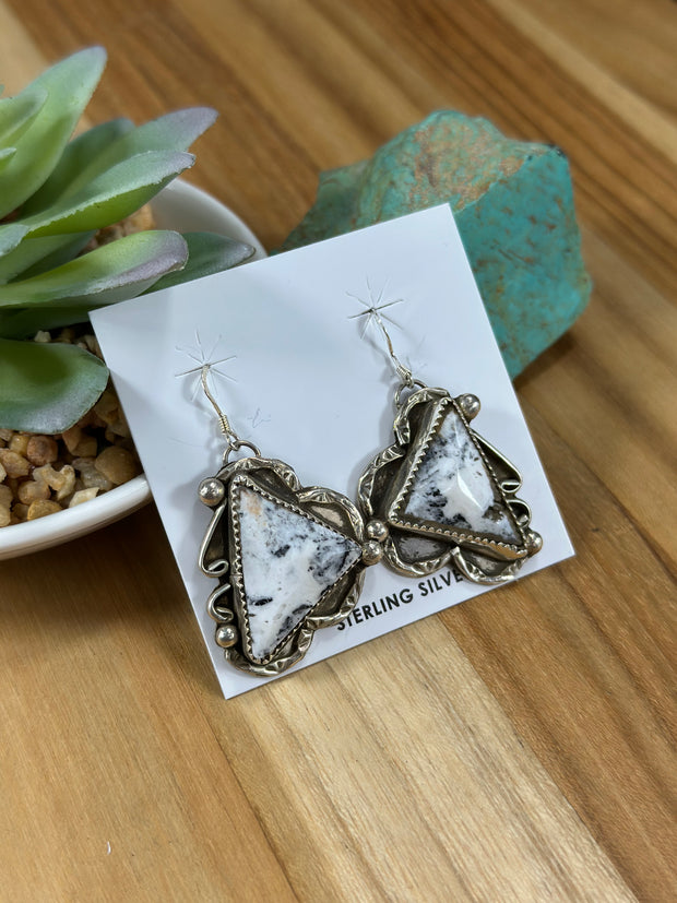 White Buffalo Dangle Earrings