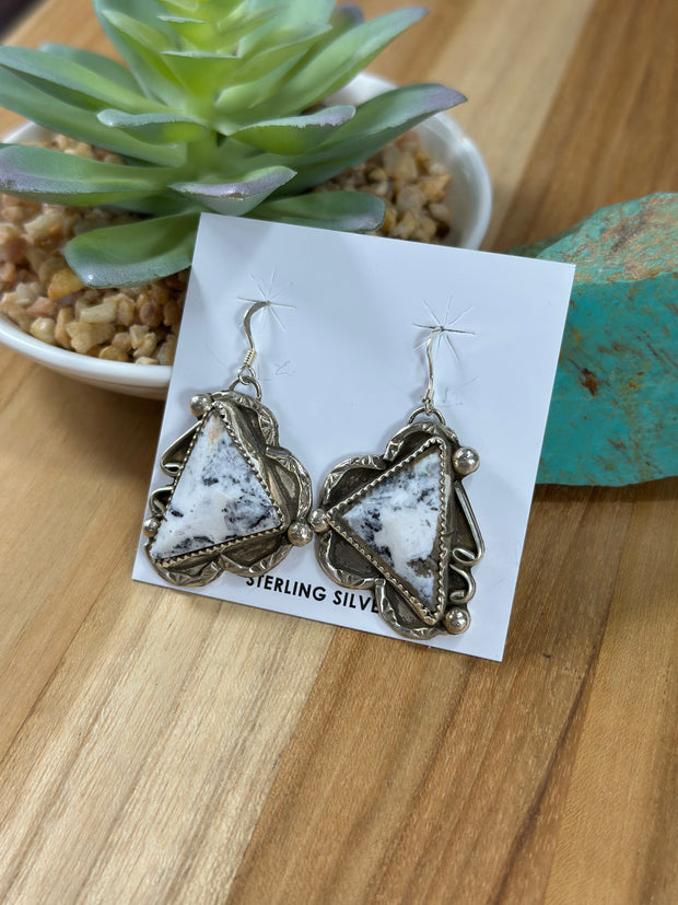 White Buffalo Dangle Earrings