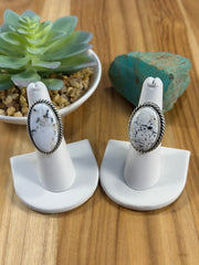 White Buffalo Oval Ring